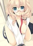  bad_id bad_pixiv_id breasts cum facial glasses large_breasts original sakurai_unan school_uniform serafuku solo 