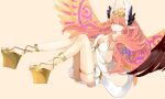  1girl absurdres breasts circe_(fate) fate/grand_order fate_(series) full_body gladiator_sandals highres hiver_toko long_hair looking_at_viewer nail_polish pointy_ears revealing_clothes sandals simple_background small_breasts solo wings 
