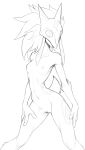  2021 anthro black_and_white bovid breasts caprine fecharis female front_view genitals hand_on_leg hand_on_thigh hi_res kindred_(lol) lamb_(lol) league_of_legends mammal mask mask_only monochrome nipples nude portrait pussy riot_games sheep sketch solo three-quarter_portrait video_games w4g4 