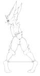  &lt;3 2021 absurd_res anthro anus arms_tied black_and_white bound butt cinderace female full-length_portrait genitals hands_behind_back hi_res lagomorph leg_spreader line_art looking_at_viewer looking_back looking_back_at_viewer mammal monochrome nintendo pok&eacute;mon pok&eacute;mon_(species) portrait pussy rear_view restraints solo spreader_bar submissive submissive_female video_games w4g4 