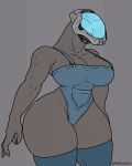  absurd_res alien alien_humanoid armor big_breasts breasts cleavage clothed clothing female grey_background halo_(series) headgear helmet hi_res huge_breasts humanoid legwear methados microsoft not_furry overalls sangheili simple_background solo thick_thighs thigh_highs video_games xbox_game_studios 