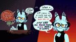  &lt;3 2021 ambiguous_gender animated anthro bestfriendforever besty_(character) digital_media_(artwork) eyewear glasses headgear headphones headset lagomorph leporid loop mammal no_sound rabbit solo speech_bubble spiral_eyes text tuft 