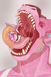  anthro bodily_fluids brown_clothing brown_hat brown_headwear clothing ear_piercing ear_ring fangs front_view fur grey_background hat headgear headwear imminent_oral_vore imminent_vore imperatorcaesar inner_ear_fluff mouth_shot multicolored_tongue narrowed_eyes open_mouth orange_eyes orange_tongue piercing pink_body pink_ears pink_fur pink_scales pink_tongue pupils red_sclera ring_piercing saliva saliva_on_tongue saliva_string scales sergal shadow simple_background slit_pupils tan_teeth tongue topwear tuft two_tone_tongue white_body white_clothing white_fur white_inner_ear_fluff white_topwear 