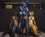  2022 3d_(artwork) anthro arm_tattoo big_breasts black_body black_scales blue_body blue_scales breast_tattoo breasts butt choker digital_media_(artwork) dildo fangs female forked_tongue gem genitals gold_(metal) gold_scales green_eyes group hand_on_leg hi_res jewelry kneeling looking_at_viewer meress_(scaleddelta) multicolored_body multicolored_scales nails naressi_(scaleddelta) necklace nipples non-mammal_breasts non-mammal_nipples nude open_mouth panzerkampfwagen_vi plantigrade pupils purple_eyes pussy relssa_(scaleddelta) reptile scaleddelta scales scalie sex_toy slit_pupils smile snake snake_(petruz) source_filmmaker standing stug_iii take_your_pick tank tattoo tongue tongue_out trio two_tone_body two_tone_scales vehicle yellow_body yellow_eyes yellow_scales 