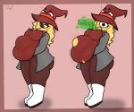  belly big_belly big_butt breasts burping butt chubby_female clothed clothing eyelashes fan_character female gassy hat headgear headwear hi_res holding_belly humanoid magic_user nitarustarium obese overweight overweight_female solo thick_thighs torn_clothing weight_gain witch witch_hat wrongcable 