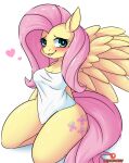  &lt;3 2022 anthro anthrofied blue_eyes breasts cutie_mark digital_media_(artwork) equid equine eyelashes feathered_wings feathers fluttershy_(mlp) friendship_is_magic hair hasbro hi_res i_am_kat95 long_hair mammal my_little_pony open_mouth open_smile pegasus pink_hair pink_tail small_breasts smile solo thick_thighs wings yellow_body 