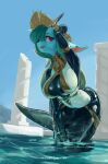  absurd_res big_breasts breasts clothing dragon female fin hair hi_res latex latex_clothing marine merfolk rubber rubber_clothing rubber_suit shanher shanher_(character) solo split_form tight_clothing 