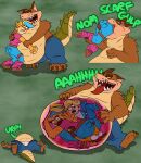  abdominal_bulge activision anthro bandicoot belly big_belly bottomwear breasts bulge burping butt butt_lick canid canine canis clothed clothed_female clothing coco_bandicoot countershade_torso countershading cramped crash_bandicoot crash_bandicoot_(series) crocodilian denim denim_clothing digital_media_(artwork) dingo dingodile duo face_in_ass female female_prey group hand_on_stomach hi_res hybrid internal jeans licking lying male male/female male/male male_pred mammal marsupial navel neck_bulge nom nonamesrleft on_back oral_vore organs outie_navel overweight overweight_male pants pirate_tawna reptile satisfied_look scalie sequence sharp_teeth shirtless_male sitting stomach struggling_prey swallowing tawna_bandicoot teeth throat tongue tongue_out trio unwilling_prey video_games vore 