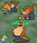  activision anthro bandicoot belly belt big_belly bodily_fluids bottomwear burping burping_up_clothing burping_up_object canid canine canis clothing coco_bandicoot countershade_torso countershading crash_bandicoot crash_bandicoot_(series) crocodilian digital_media_(artwork) dingo dingodile duo eating eating_food female food fruit hand_on_stomach hi_res hybrid licking licking_lips male male/male male_pred male_prey mammal marsupial navel nonamesrleft oral_vore overweight overweight_male plant reptile scalie sequence sharp_teeth shirtless_male size_difference swallowing teeth throat tongue tongue_out video_games vore wumpa_fruit 