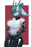  absurd_res big_breasts breasts clothed clothing digital_media_(artwork) dragon female genitals hair handwear hi_res latex latex_clothing looking_at_viewer marine merfolk pussy rubber rubber_clothing rubber_suit shanher shanher_(character) split_form 