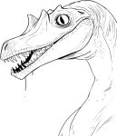  absurd_res ambiguous_gender black_and_white bodily_fluids bust_portrait dinosaur dripping drooling hi_res imperatorcaesar monochrome open_mouth portrait pupils reptile saliva saliva_drip saliva_string scales scalie sharp_teeth simple_background slit_pupils teeth wide_eyed wrinkles 