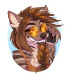  2022 5_fingers amber_eyes black_nose brown_hair canid canine claws digital_media_(artwork) ei-ka eyebrows eyelashes eyewear fingers glasses hair hi_res looking_at_viewer mammal smile 