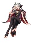  1girl absurdres ahoge alternate_costume bangs bat_(fire_emblem) bat_(fire_emblem)_(cosplay) boahborgar bracelet braid breasts buttons commission commissioner_upload cosplay feet fingernails fire_emblem fire_emblem_fates fire_emblem_heroes full_body hairband highres jewelry long_fingernails long_hair low_twintails medium_breasts nail_polish nina_(fire_emblem) non-web_source open_mouth parted_bangs red_nails solo thighhighs toeless_legwear toenail_polish toenails toes twin_braids twintails white_hair white_hairband 