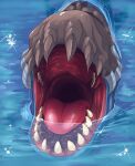  ambiguous_gender bandai_namco blue_body digimon digimon_(species) front_view glistening glistening_tongue glistening_water grey_body hi_res imperatorcaesar marine mouth_shot open_mouth partially_submerged red_tongue solo tongue water whamon 