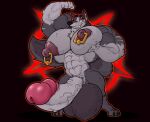  abs anthro balls biceps big_balls big_muscles big_pecs big_penis biped black_background canid canid_demon canine canis claws demon digital_media_(artwork) digitigrade erection finger_claws flexing flexing_bicep fur genitals grey_body grey_fur hellhound helluva_boss hi_res holding_pecs huge_balls huge_muscles huge_nipples huge_penis humanoid_genitalia humanoid_penis hyper hyper_balls hyper_genitalia hyper_penis male mammal muscular muscular_anthro muscular_male nipple_piercing nipple_ring nipples nude pec_squish pecs penis pentagram piercing red_sclera ring_piercing scar simple_background smile solo toe_claws vein veiny_penis vortex_(helluva_boss) wolf wolfbear303 