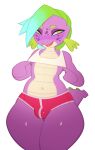  2022 absurd_res anthro blue_highlights clothing dragon friendship_is_magic green_eyes green_hair hair hi_res highlights_(coloring) male my_little_pony purple_body purple_scales scales simple_background solo spike_(mlp) spyke_(saurian) svarzye topwear white_background 