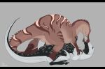  2022 angellsview3 baryonyx bodily_fluids dinosaur duo female female/female feral feral_on_feral french_kissing genital_fluids genitals kissing nude pussy pussy_juice reptile saliva scalie spinosaurid theropod tongue tongue_out 