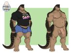  1ceberg absurd_res anthro belly big_pecs big_penis body_hair bulge chest_hair clothed clothing erection genitals hi_res male mammal mature_male musclegut muscular muscular_male nude pangolin pecs penis scales slightly_chubby solo standing stubble tight_clothing underwear 