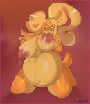  activision anthro big_breasts blonde_hair blush bodily_fluids breasts coco_bandicoot crash_bandicoot_(series) female hair huge_breasts lactating negullust nipple_fetish nipple_play nipple_suck nipples nude pregnant solo sucking video_games 