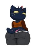  2021 absurd_res alpha_channel anthro big_butt big_ears big_eyes black_body black_fur blue_body blue_fur bottomwear butt clothed clothing curvy_figure dark_blue_fur dark_body denim denim_clothing domestic_cat dyed-hair felid feline felis female fur hair hi_res highlights_(coloring) jeans looking_at_viewer looking_back looking_back_at_viewer looking_down mae_borowski mammal midriff mischievous multicolored_hair navel night_in_the_woods notched_ear panties pants perspective pillothestar pink_clothing pink_panties pink_underwear pose raised_clothing raised_shirt raised_tail raised_topwear rear_view red_eyes red_hair sagging_pants shirt short_stack simple_background slightly_chubby smile smiling_at_viewer solo stretched_clothing tail_motion tailwag thick_thighs tight_clothing topwear transparent_background two_tone_hair underwear video_games whale_tail whiskers wide_hips yellow_eyes 