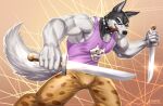  amon-sydonai anthro blade canid canine canis clothed clothing collar doggo_(undertale) domestic_dog male mammal muscular muscular_anthro muscular_male solo spiked_collar spikes undertale undertale_(series) video_games weapon 