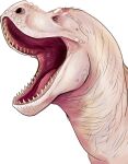  absurd_res ambiguous_gender dinosaur glistening glistening_tongue hi_res imperatorcaesar red_tongue reptile scalie sharp_teeth side_view simple_background solo tan_body teeth tongue white_background wrinkles 