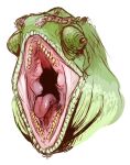  absurd_res ambiguous_gender chameleon feral glistening glistening_tongue green_body green_scales hi_res imperatorcaesar lizard mouth_shot open_mouth pink_tongue reptile scales scalie simple_background solo tongue white_background yellow_teeth 