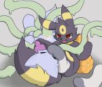  animated black_body bodily_fluids cum duo eeveelution feral foot_on_face genital_fluids male male/male mevil nintendo open_mouth penetration penile penile_penetration pok&eacute;mon pok&eacute;mon_(species) red_eyes tentacles umbreon video_games 