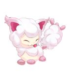  :3 ^_^ animal_focus closed_eyes closed_mouth commentary fluffy full_body fusion highres horezai no_humans pokemon pokemon_(creature) simple_background skitty solo swirlix tongue tongue_out white_background 
