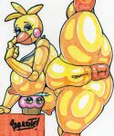  animatronic anthro anus areola avian ball_joints beak bib big_breasts bird blue_eyes breasts brown_eyes chicken clitoris cupcake_(fnaf) doll_joints eyelashes eyeshadow female five_nights_at_freddy&#039;s five_nights_at_freddy&#039;s_2 galliform gallus_(genus) genitals head_feathers head_tuft hi_res huge_breasts looking_at_viewer machine makeup nipples on_one_leg orange_anus orange_areola orange_beak orange_nipples parasitedeath phasianid plump_labia purple_eyeshadow pussy raised_leg robot rosy_cheeks scottgames simple_background smile solo spread_legs spreading standing thick_thighs toy_chica_(fnaf) traditional_media_(artwork) tuft video_games white_background wide_hips yellow_body 