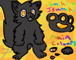  anthro black_body black_fur canid canine canis fluffy fluffy_tail forestyamikito_(artist) fur male mammal mischievous model_sheet orange_eyes pawbs pawpads paws solo wolf yamikito_isumaki 