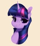  2022 absurd_res aquaticvibes bangs digital_media_(artwork) equid equine eyelashes female feral friendship_is_magic hair hasbro headshot_portrait hi_res horn mammal mane my_little_pony portrait purple_body purple_hair purple_mane simple_background smile solo twilight_sparkle_(mlp) unicorn 