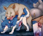  2022 abdominal_bulge all_fours ame_(wolf_children) anal anal_penetration animal_genitalia animal_penis anthro back_tuft balls blue_body blush bodily_fluids butt canid canine canine_penis censor_bar cum cum_in_ass cum_inside cum_on_butt cumshot domestic_pig double_anal double_penetration drooling ejaculation eyes_closed genital_fluids genitals grey_body group hooves knot looking_at_viewer looking_back looking_back_at_viewer male male/male mammal multicolored_body nude open_mouth penetration penis penis_backwards questionable_consent saliva sex soukosouji suid suina sus_(pig) sweat tan_body trio tuft tusks two_tone_body were werecanid werecanine werewolf white_body wolf_children 
