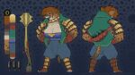  2022 absurd_res anthro armor biped breasts brown_body brown_fur cleavage clothed clothing collar digital_media_(artwork) facial_piercing female fur gnoll greaves grin gun hair hand_on_hip hi_res hyaenid looking_at_viewer mammal mickey_the_retriever model_sheet multicolored_body multicolored_fur nose_piercing nose_ring orange_hair pauldron piercing ranged_weapon rifle ring_piercing smile solo spiked_collar spikes spotted_hyena tan_body tan_fur weapon white_body white_fur 