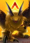  angry anthro bandai_namco claws digimon digimon_ghost_game fluffy_chest fur hi_res lamortmon long_ears male monster muscular muscular_anthro muscular_male orange_eyes sharp_claws sharp_teeth solo teeth watagashikn winged_arms wings yellow_body yellow_fur 