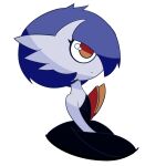  2022 ambiguous_gender blue_hair bust_portrait gardevoir hair hair_over_eye humanoid malegardevoir mega_evolution mega_gardevoir nintendo not_furry one_eye_obstructed orange_eyes pok&eacute;mon pok&eacute;mon_(species) portrait shiny_pok&eacute;mon side_view simple_background solo video_games white_background 