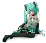  bad_id bad_pixiv_id hatsune_miku long_hair shiroshi_(denpa_eshidan) sitting solo thighhighs twintails very_long_hair vocaloid 