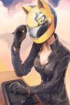  animal_helmet bad_deviantart_id bad_id black_bodysuit bodysuit celty_sturluson drawing_tablet duplicate durarara!! helmet saimon_ma solo wacom 