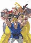  3boys abel_(street_fighter) absurdres artbook crimson_viper dougi el_fuerte fingerless_gloves gloves highres multiple_boys muscle nishimura_kinu official_art rufus_(street_fighter) scan street_fighter street_fighter_iv_(series) sunglasses 