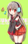  :o bad_id bad_pixiv_id belt blush detached_sleeves headphones headset long_hair midriff mikurun musical_note navel open_mouth red_eyes sailor_collar silver_hair simple_background skirt solo sukone_tei utau very_long_hair vocaloid 