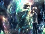  1girl couple crystal dandelion fantasy flower hetero highres onineko original wallpaper 