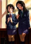  akiyama_mio bad_id bad_pixiv_id black_eyes black_hair brown_eyes hair_tousle k-on! long_hair manzu multiple_girls nakano_azusa school_uniform twintails 