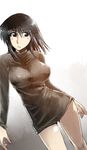  black_hair breasts cleavage cosaten highres large_breasts school_rumble shirt solo suou_mikoto sweater taut_clothes taut_shirt 