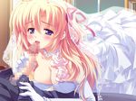  blonde_hair blue_eyes blush breasts bridal_veil bride censored cleavage dress elbow_gloves fellatio flower game_cg gloves jewelry kusukusu large_breasts long_hair marie_rudel mosaic_censoring necklace oral penis sakura_strasse solo_focus veil wedding_dress 