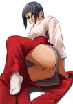  bad_id bad_pixiv_id black_hair censored copyright_request face feet hands japanese_clothes koharu_nosuke miko no_panties pussy solo tabi 