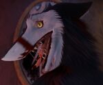  3d_(artwork) anthro blender_(artwork) blender_cycles blood blood_on_face blood_splatter bodily_fluids detailed detailed_fur devsergal digital_media_(artwork) dripping fluffy fur hi_res male open_mouth realistic realistic_fur realistic_lighting realistic_shading saliva saliva_drip saliva_on_tongue saliva_string salivating sergal solo tongue tongue_out 