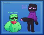  ambiguous_gender artist_name balls bedroom_eyes bestiality big_balls big_butt big_penis black_body black_sclera blue_background bottom_heavy bottomless butt clothed clothing creeper_(minecraft) dialogue disinterested duo enderman erection feral front_view genitals glans green_body half-closed_eyes hi_res huge_balls huge_butt huge_penis humanoid humanoid_genitalia humanoid_penis hyper hyper_butt imminent_sex kerchief kerchief_only looking_at_another male male/ambiguous microsoft minecraft mojang mostly_nude narrowed_eyes neckerchief neckerchief_only neckwear nude open_mouth partially_clothed penis purple_clothing purple_eyes purple_sweater purple_topwear red_eyes red_kerchief red_neckerchief red_neckwear requesting seductive sex_request simple_background smile sweater sweater_only talking_to_another text topwear topwear_only tunemon watermark wide_hips xbox_game_studios 
