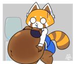  aggressive_retsuko ailurid anthro belly belly_tuft big_belly bloated bodily_fluids bottomwear bra breasts brown_body brown_fur cleavage clothed clothing drooling ears_up expansion female foamytail fur glistening glistening_belly glistening_breasts holding_belly hyper hyper_belly inflation mammal markings office_clothing orange_body orange_fur puffed_cheeks red_panda retsuko saliva sanrio shocked skirt solo striped_markings striped_tail stripes sweat tail_markings tuft underwear water water_cooler worried yellow_body yellow_fur 
