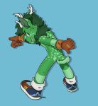  action_pose anthro antlers ashton_deer cervid clothing footwear footwear_only fur gloves green_body green_fur grin handwear hi_res horn leaning leaning_forward looking_at_viewer looking_back male mammal mostly_nude pose scut_tail sega shoes shoes_only short_tail smile solo sonic_the_hedgehog_(series) spots spotted_body surli 