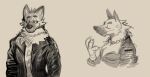  2022 anthro biped canid canine canis clothing daftpatriot digital_media_(artwork) domestic_dog german_shepherd herding_dog hi_res jacket jewelry leather leather_clothing leather_jacket leather_topwear male mammal neck_tuft necklace pastoral_dog solo topwear tuft 